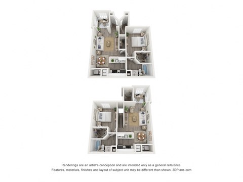Floor plan for 1 bed, 1 bath, 675 sqft